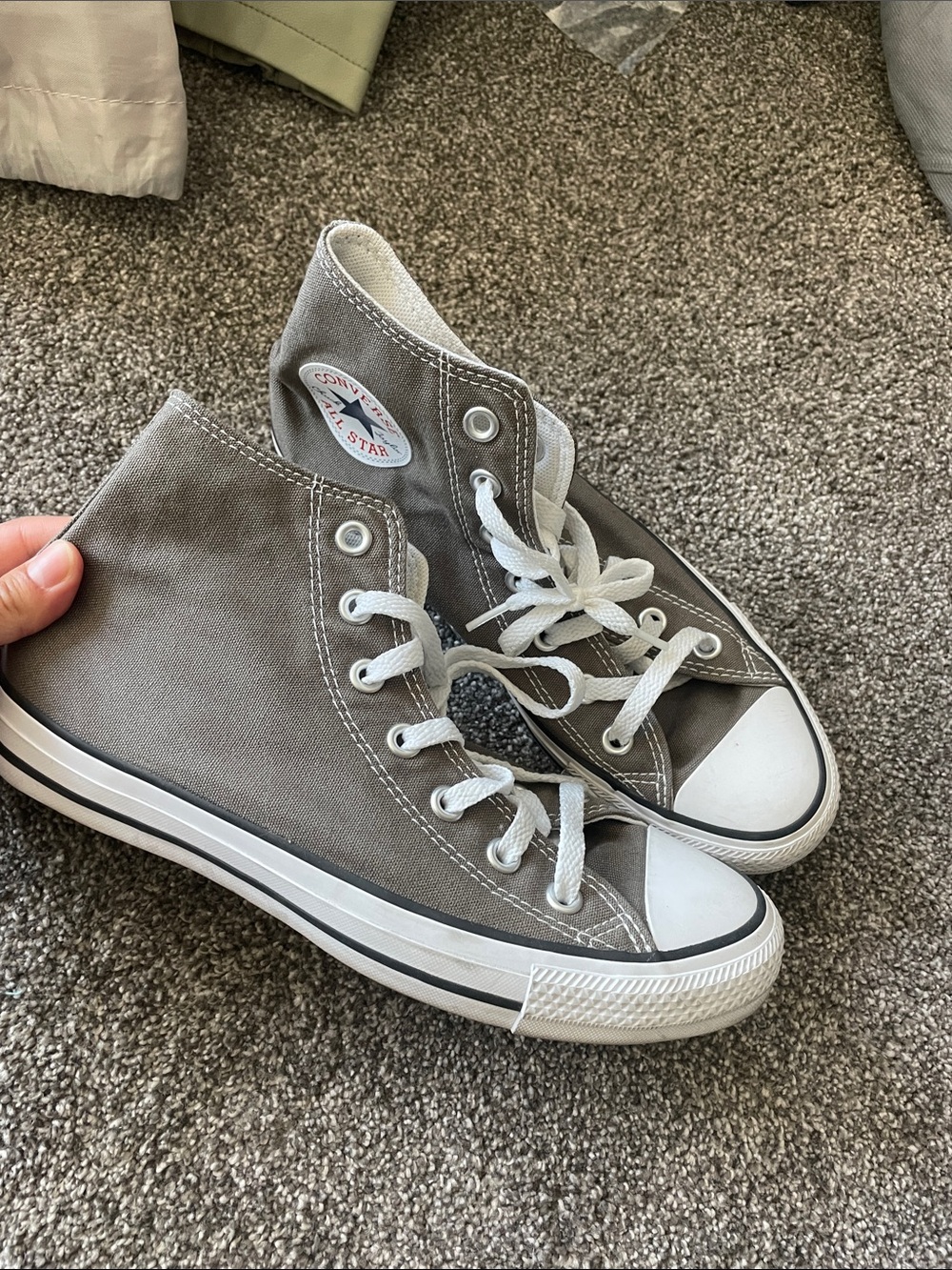 New condition high top grey converse women’s size 8